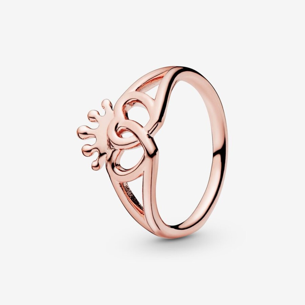 Pandora crown and intertwined heart ring